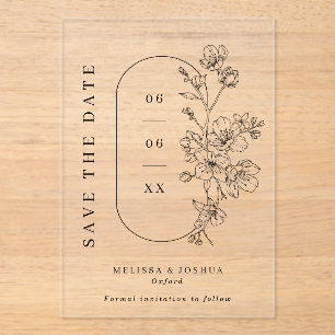 Black & White Floral Photo Wedding Save the Date
