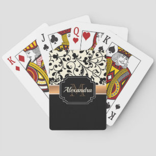 Black & White Floral Poker Cards