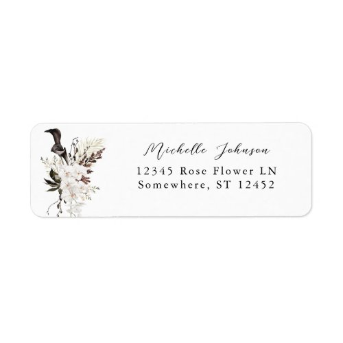 Black  White Floral Return Address Label