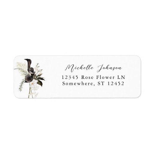 Black  White Floral Return Address Label 3