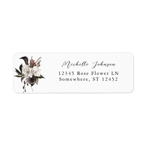 Black  White Floral Return Address Label 5