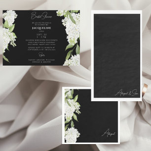 Black White Floral Script Name Bridal Shower Napkins