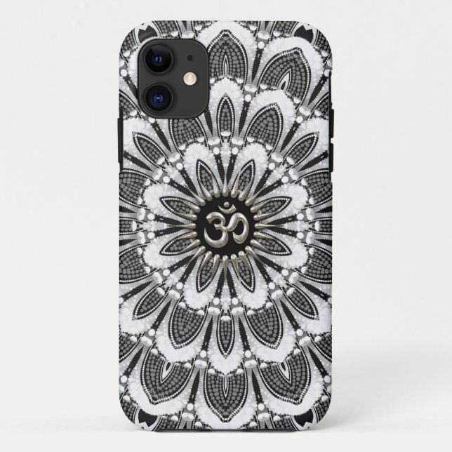 Black+White Floral Silver Om Case-Mate iPhone 5 Case (Back)