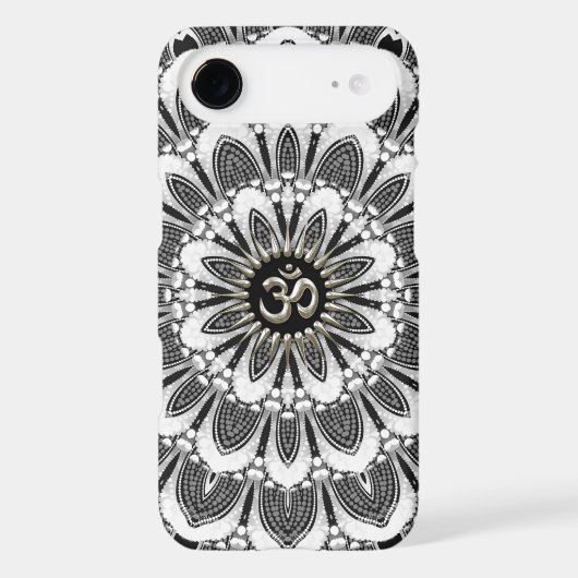 Black+White Floral Silver Om iPhone 4 Case-Mate Case (Back)