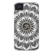 Black+White Floral Silver Om iPhone 4 Case-Mate Case-Mate iPhone Case (Back)