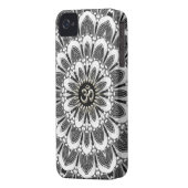 Black+White Floral Silver Om iPhone 4 Case-Mate Case-Mate iPhone Case (Back Left)
