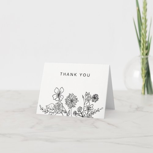 Black White Floral Simple Generic Thank You