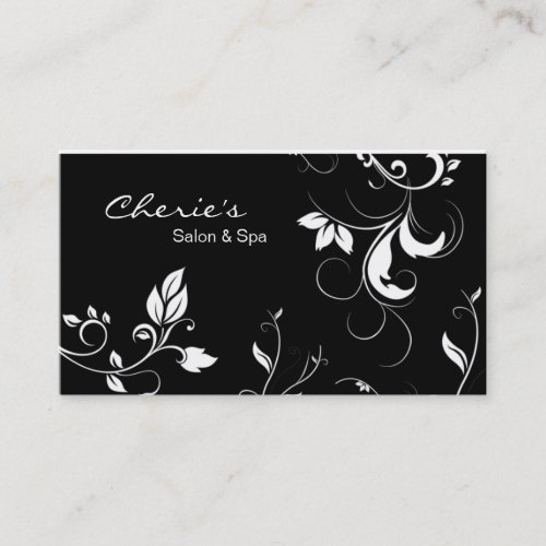 Black White Floral Swirls business card