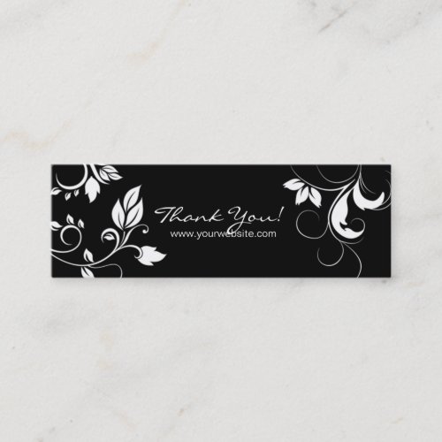 Black White Floral Swirls business card bookmark