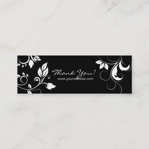 Customizable Black White Floral Swirls business card bookmark