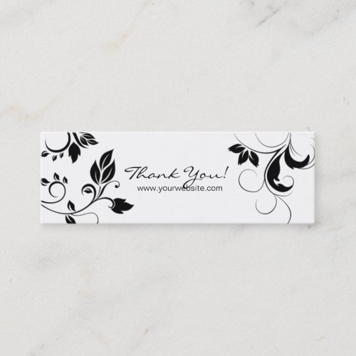 Black White Floral Swirls business card bookmark 3