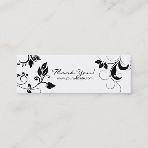 Customizable Black White Floral Swirls business card bookmark 3