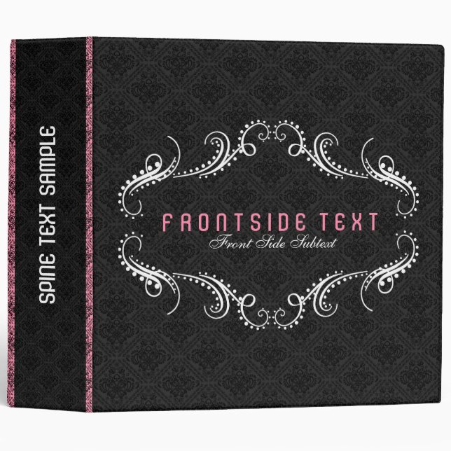Black & White Floral Swirls Frame 2 Binder (Front/Spine)