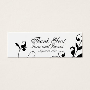Black White Floral Swirls Wedding Favor Tags