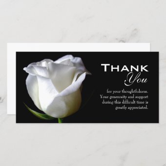 Black & White Floral Sympathy Funeral Thank You | Zazzle