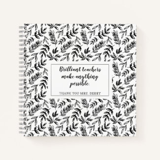 Black White Floral Teacher Notebook