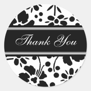 Black & White Floral Thank You Envelope Seals