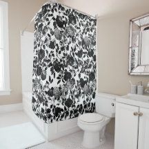 Black White Floral Toile Garden