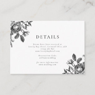Black & White Floral Toile Wedding Enclosure Card