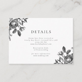 Black & White Floral Toile Wedding Enclosure Card