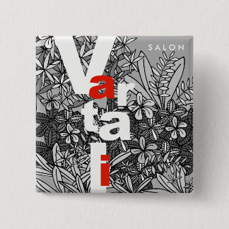 Black & White Floral Vartali Square Button