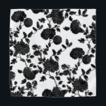 Black & White Floral Vine Wedding Pocket Square Bandana<br><div class="desc">A black and white wedding lapel pocket square featuring gothic black vintage flowers on a vine against a pure white background.</div>