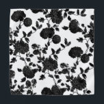Black & White Floral Vine Wedding Pocket Square Bandana<br><div class="desc">A black and white wedding lapel pocket square featuring gothic black vintage flowers on a vine against a pure white background.</div>