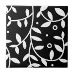 Black &amp; White Floral Vines Contemporary Ceramic Tile at Zazzle