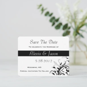 Black & White Floral Vines   Wedding Save the Date