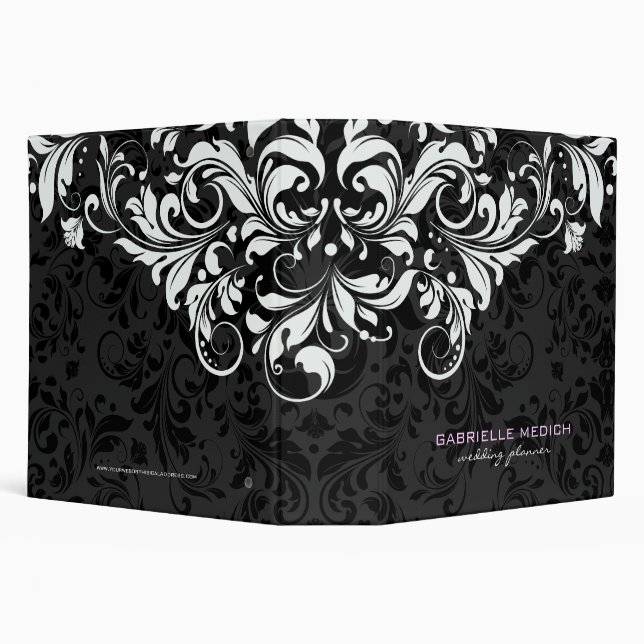 Black & White Floral Vintage Damasks 3 Binder (Background)