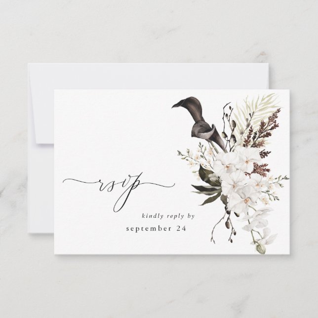 Black & White Floral w Meal RSVP (Front)