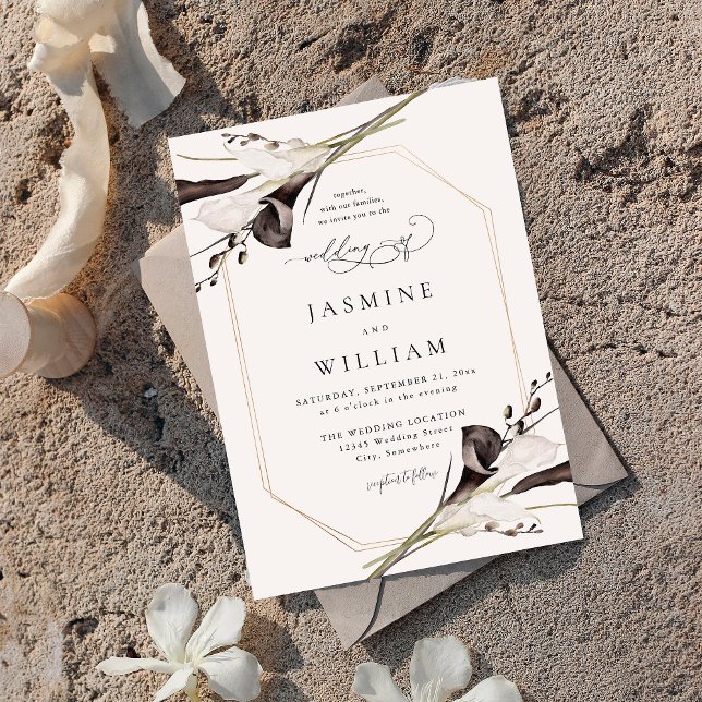 Black & White Floral Wedding 2 Invitation (Creator Uploaded)