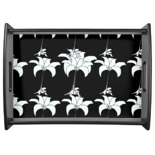 Black White Floral Wedding Bridal Housewarming Serving Tray