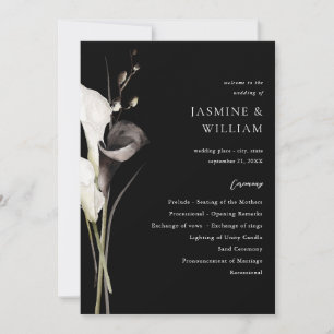 Black & White Floral Wedding Ceremony Program B