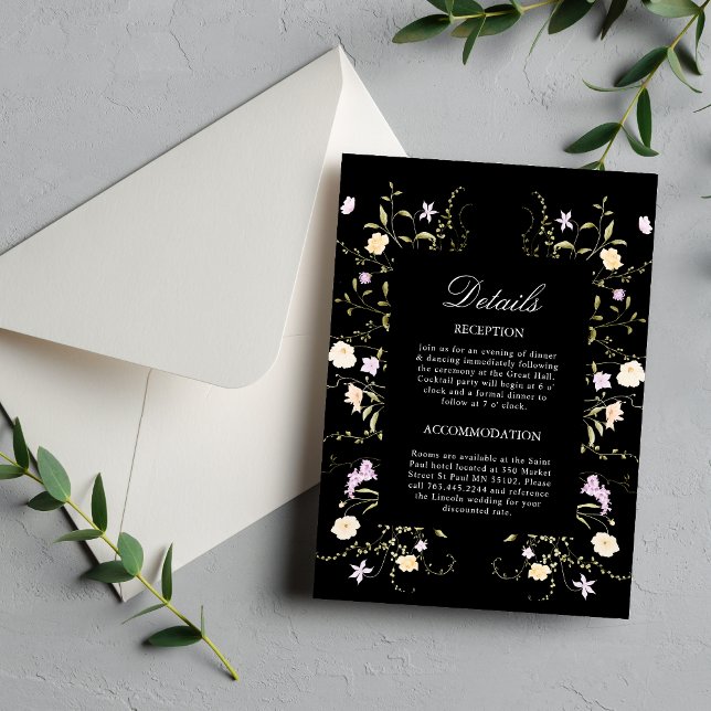 Black & White Floral Wedding Detail Enclosure Card (Creator Uploaded)
