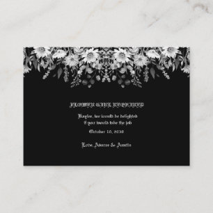Black White Floral Wedding Flower Girl Enclosure Card