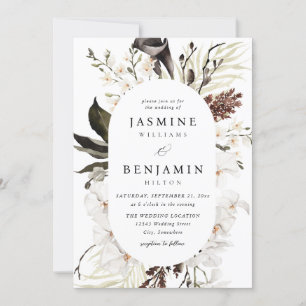 Black & White Floral Wedding Invitation
