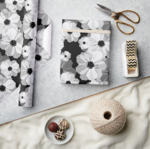 black & White Floral Wrapping Paper