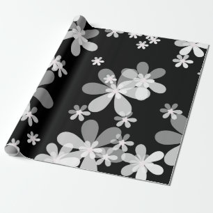 black white floral wrapping paper