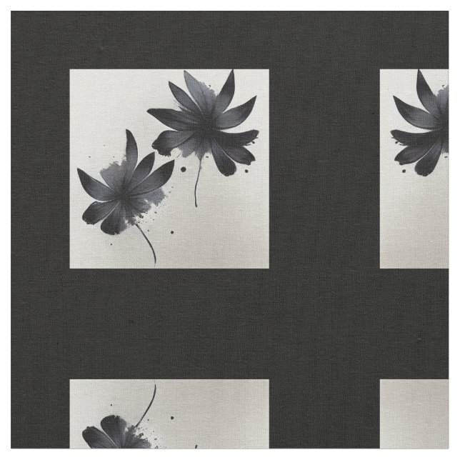 Black & White Florals Fabric (Close Up)