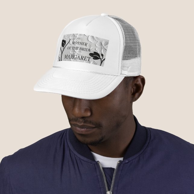 Black & White Florals MOTHER OF THE BRIDE Trucker Hat (In Situ)