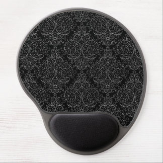 Black White Flourish Damask Gel Mousepad