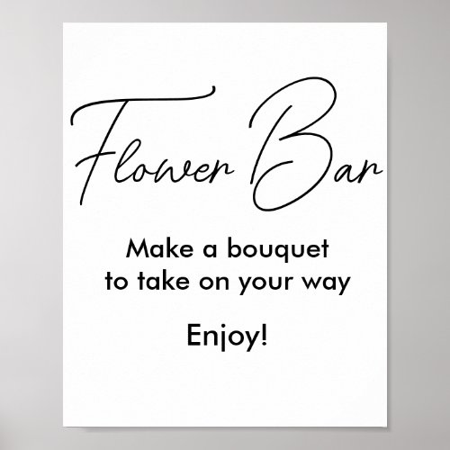 Black White Flower Bar Bridal Shower Poster