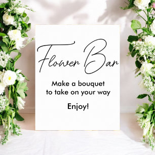 Black White Flower Bar Bridal Shower Poster