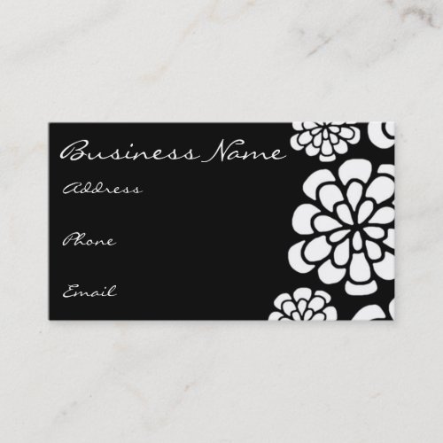 Black &amp; White Flower Business Card