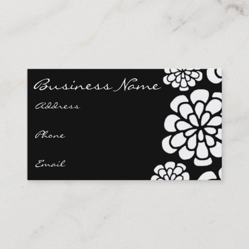 Customizable Black &amp; White Flower Business Card