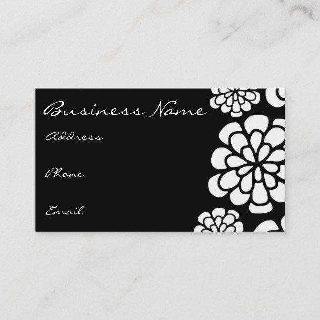 Black & White Flower Business Card (Front)