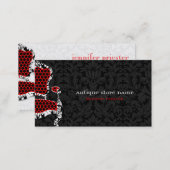 Black & White Flower Damasks With Antiques Chair 2 Business Card (Front/Back)