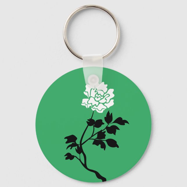 Black & White Flower Keychain (Front)