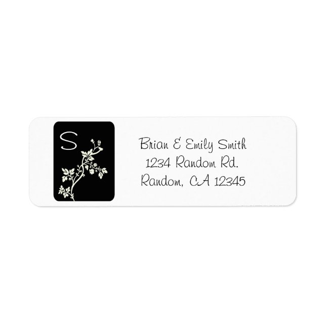 Black white flower monogram labels (Front)